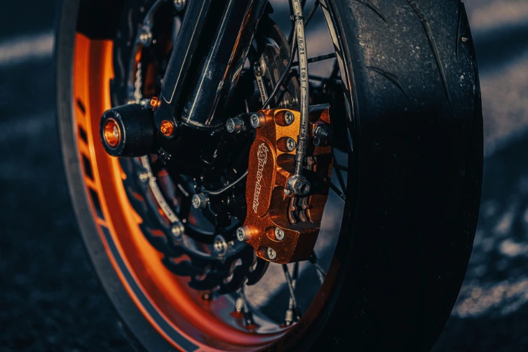Close up supermoto wheel