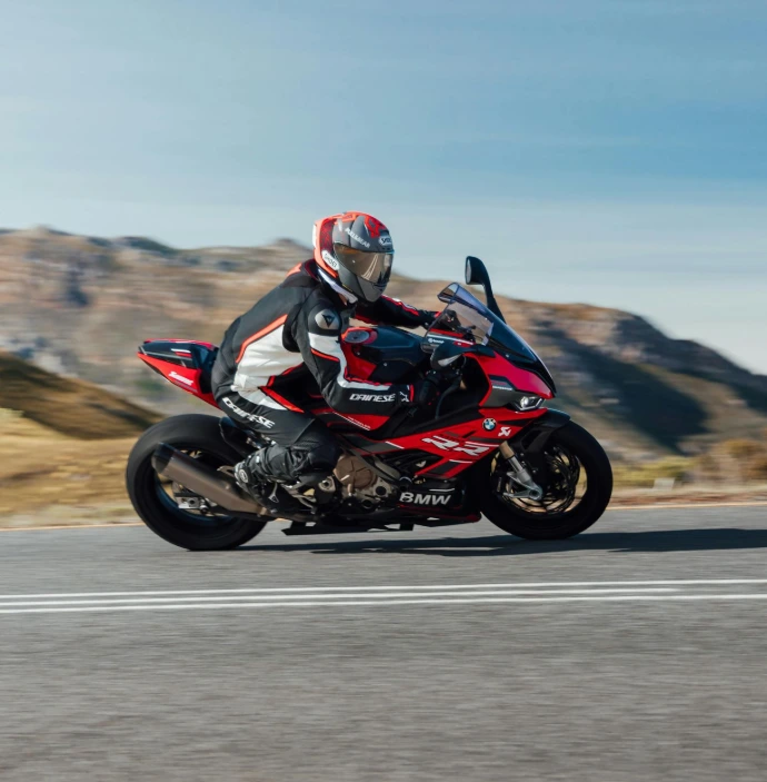 Motorcycle leaning in corner