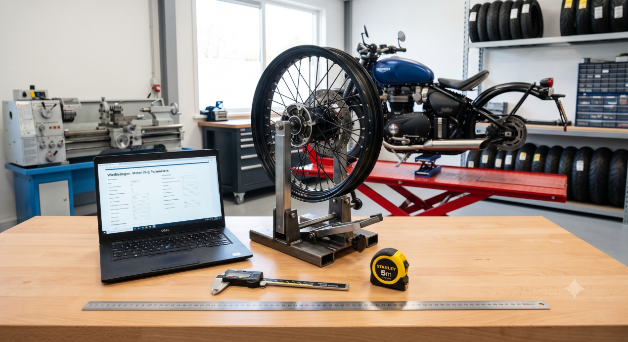 Wheel on desktop stand for measuring